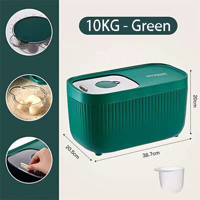 Pet Food Storage Container Kitchen Container 5kg-10kg Bucket Household Storage Moisture-Proof Rice Box Dog Dry Food Bucket: large size green