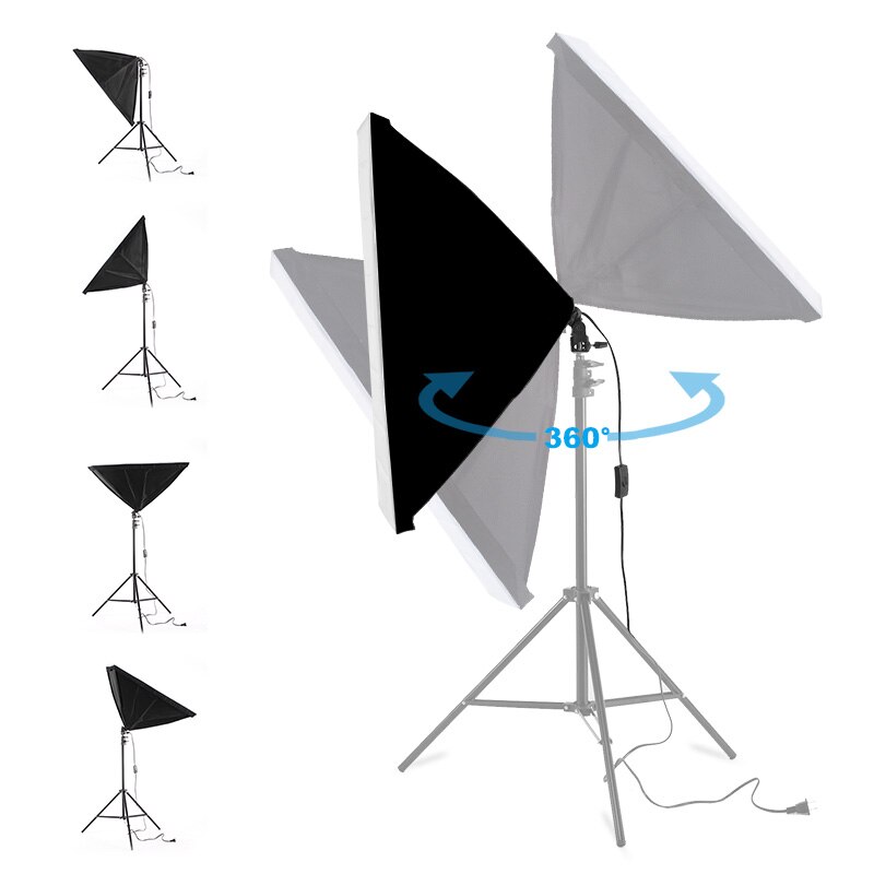 Nouvelle photographie Softbox Kits d'éclairage 50x70CM Softbox système de lumière continue pour équipement de Studio Photo 2m trépied