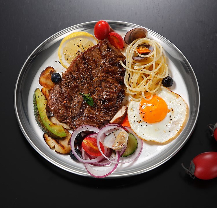 304 Stainless Steel round Plate Western Restaurant Bone Tray Dish Shallow dishes dinner plates set dish sets