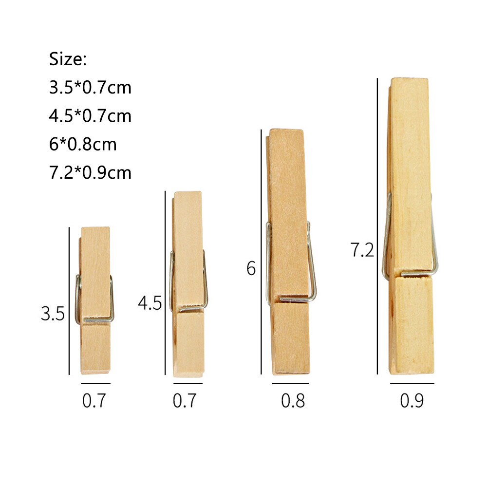 50Pcs Wooden Clothes Pegs Wood Washing Pins Line Hooks Holder Clips Photo Clips Laundry Pins For Hanging Clothing Storage Clips