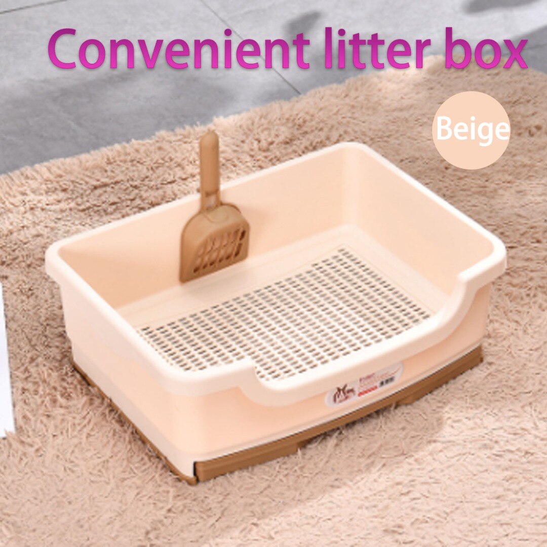 Rosa/verde/Beige grande lettiera per gatti cassetto stile gattino lettiera toilette Trainer vassoio con pala forniture per animali domestici 41x30x15cm: Begie