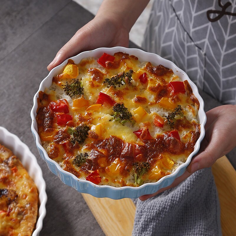 Molde de cerâmica redondo para forno, ferramenta de cozimento para bolo, bandeja, itens de cozinha para bolo