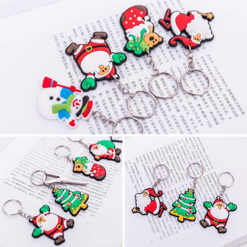 2pc kerst sleutelhangers cartoon kerstman kerstsieraden voor mannen vrouwen claus sneeuwpop sleutelhanger penda  x8 u 8
