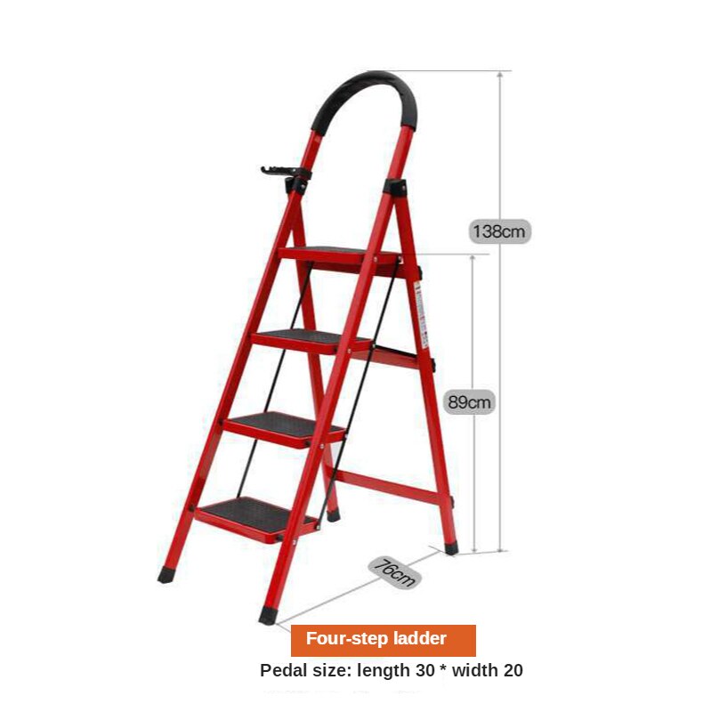 Household Steel Pipe Herringbone Ladder Thick Folding Step Ladder Single Side Ladder Stainless Steel Aluminum Alloy Ladder: Blue