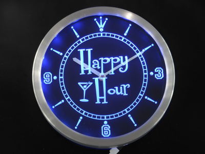 Nc0340 happy hour bar bierglas neonlichtreclames led wandklok