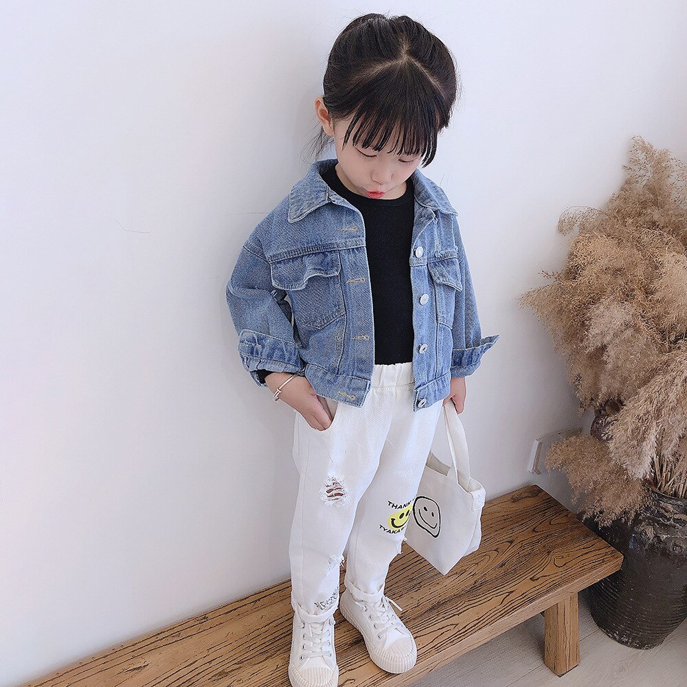 Baby mädchen Denim jacke neue blumen Denim kleidung Denim jacke herbst zurück gestickte Denim kleidung verlieren jacke mädchen Mantel