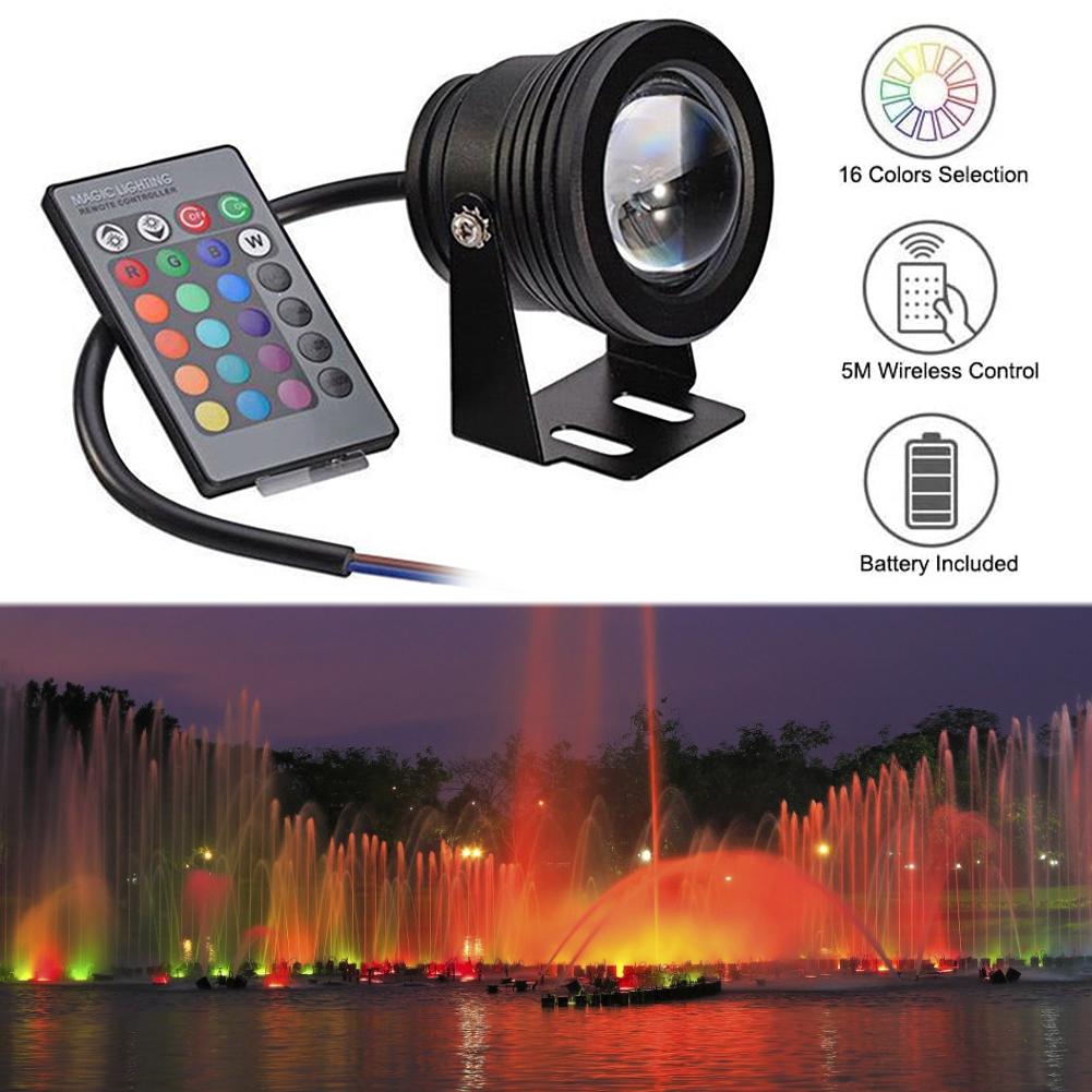 10w RGB LED Spotlight Remote Control Deck Light Outdoor Waterproof Garden Lawn Lamp Dimmable Swimming Pool Park Path Decor Light: Default Title