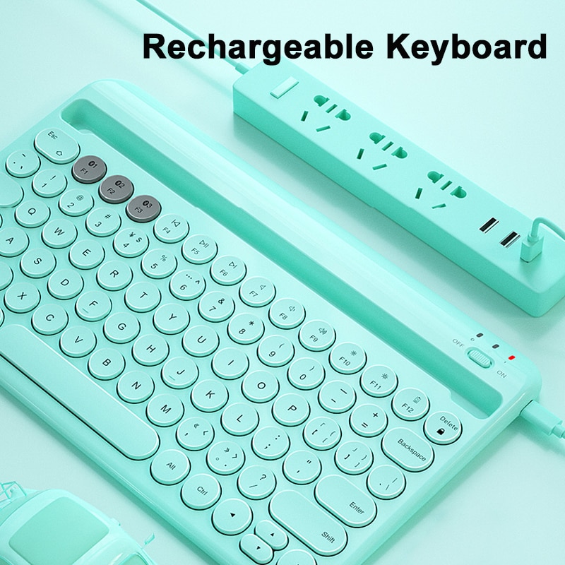 Jelly Comb Wireless Bluetooth Keyboard for Tablet Phone Laptop Multi-device Rechargeable Bluetooth Keyboard for iPad Candy Color