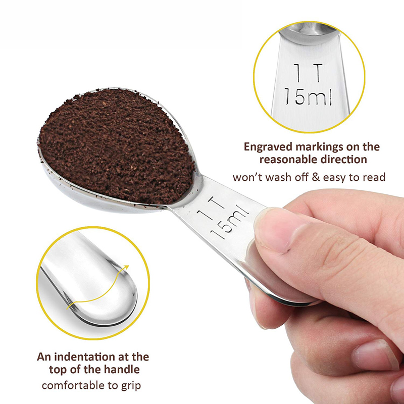 Colheres de café medidoras em aço inoxidável, 2 peças, colheres de café moído, em pó, acessórios de metal