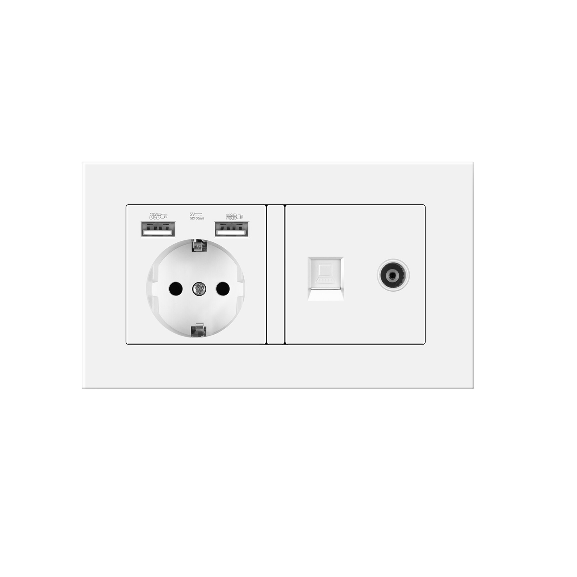 Germany Standard home Wall Power Socket With DIY socket RJ45 switch TV computer Retardant PC panel 146*86mm Electricity outlet