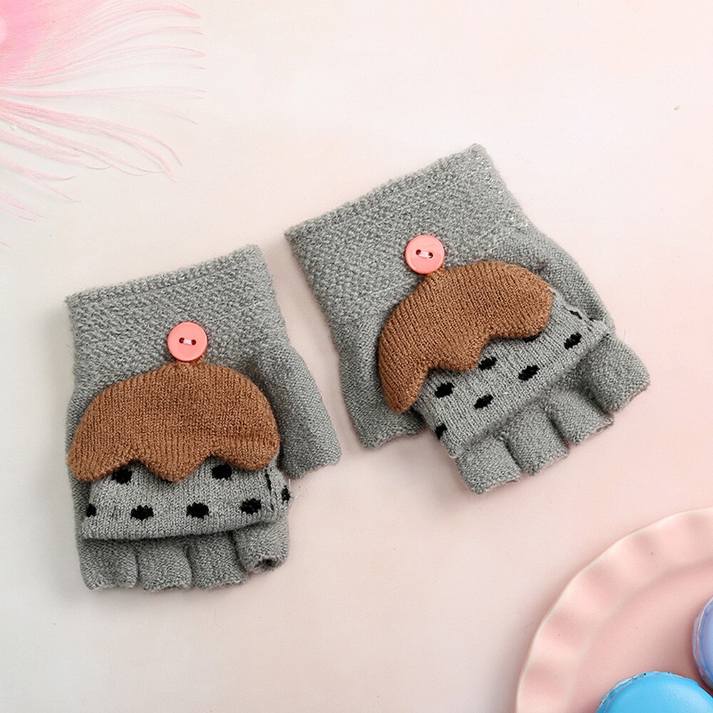 Winter Children Girls Boys Winter Cartoon Umbrella Patchwork Keep Warm Mittens Gloves Thick baby manoplas Kids 2-4Y