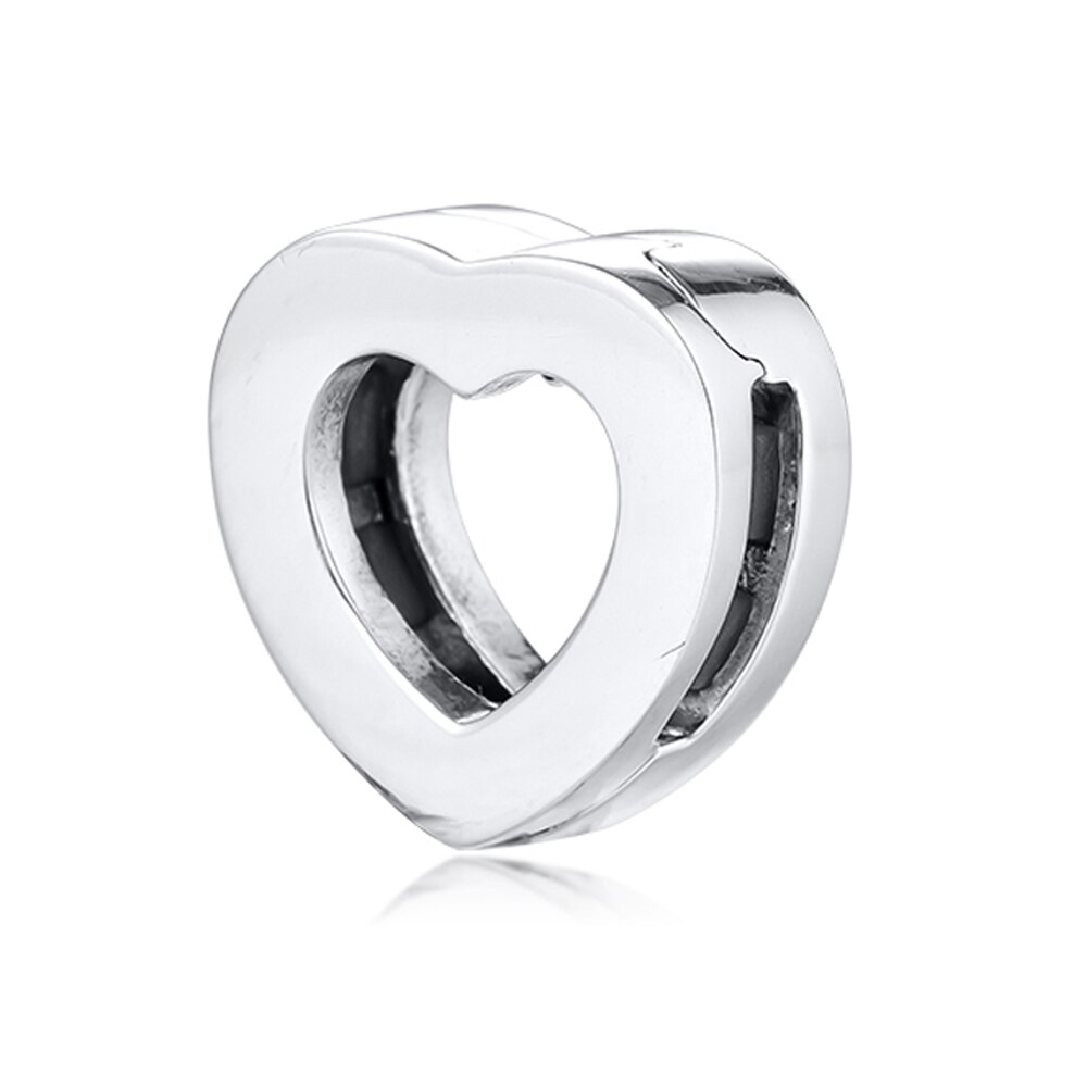 925 Sterling Silver Heart Clip Charm Beads Fits Reflexions Bracelet Women Jewelry Newest Valentine's Day