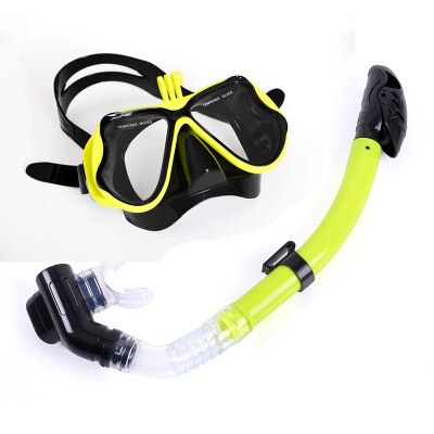 Scuba Diving Mask and Snorkels Anti-Fog Goggles Glasses Dive Swimming Easy Breath Tube Set: Red