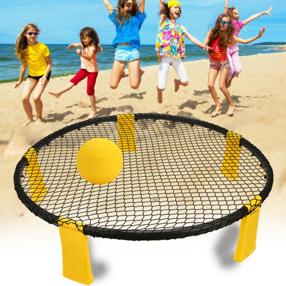 Mini boldspil sæt sæt opgraderet stærkere at spille netnet og bolde bærbar pumpemåler til strand udendørs camping fest spil