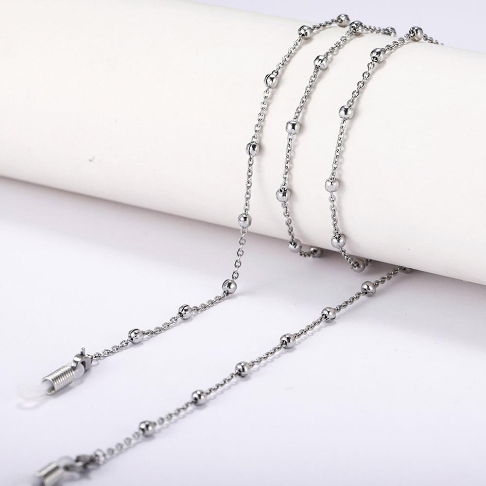 Skyrim Stainless Steel Beaded Glasses Chain Lanyard Women Gold Color Sunglasses Box Chains Eyewear Cord Eyeglass Neck Strap Rope: Beads Chain Steel