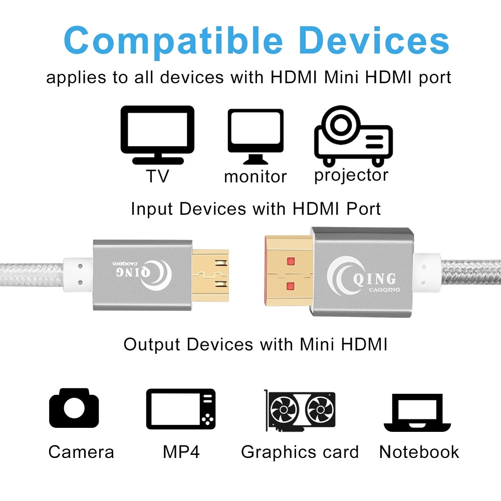 Kabel mini HDMI robić HDMI szybki kabel mini HDMI 4K 3D 1080P na ekran aparatu projektor zeszyt 1m 2m 3m 5m mini kabel HDMI