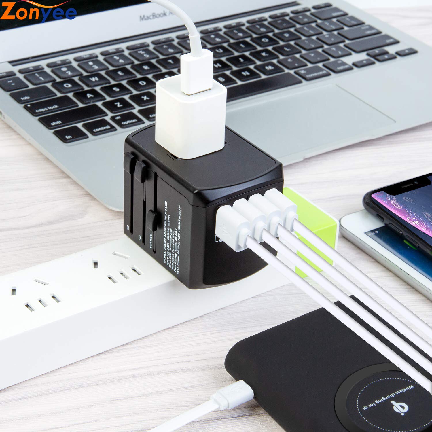 Universal Plug Adapter for Worldwide Travel All in One Wall Charger AC Socket for European UK AUS International Power Adapter