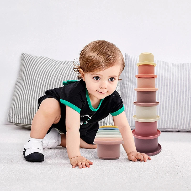 Jouets empilables de tasse Montessori pour bébé de 0 à 12 mois, jouets éducatifs pour baignoire de plage, piscine, de noël