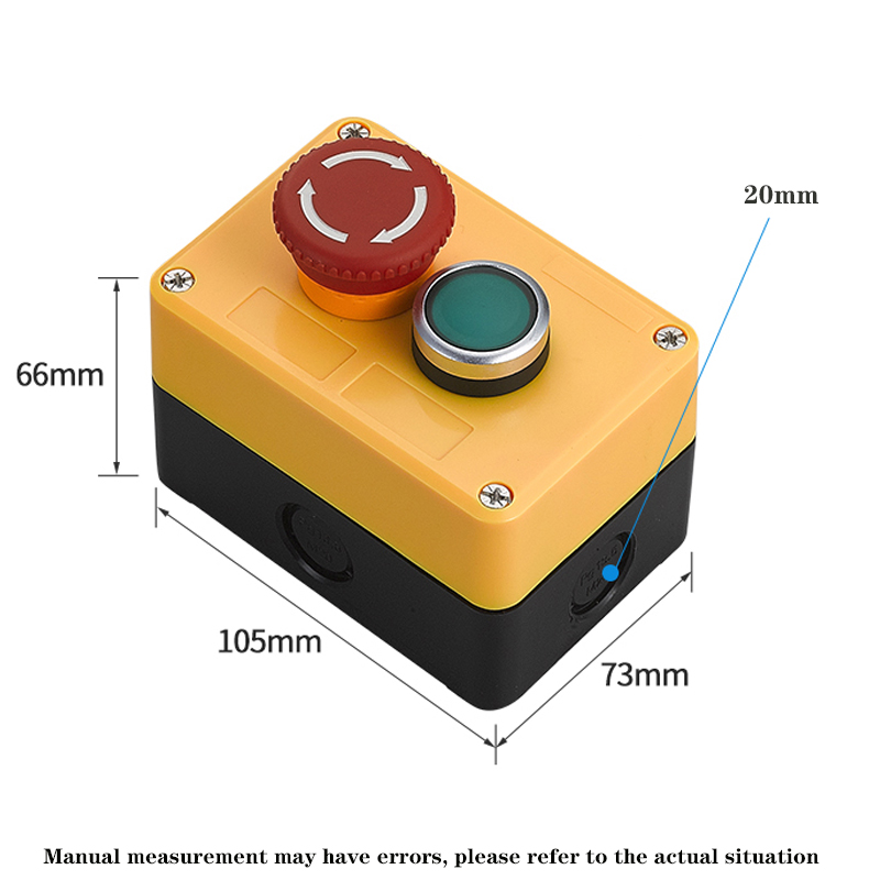 Button switch control box plastic hand-held self starting button waterproof box electrical industrial emergency stop LA38: green
