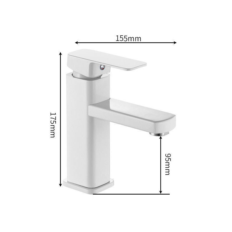 RETHME White Bathroom Sink Faucet Square Basin Faucet & Cold Water Mixed Water Faucet Vanity Tap Deck Mounted Washbasin Tap: Default Title