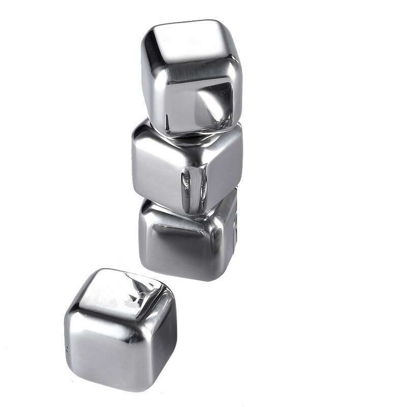 Soffe Stainless Steel Square Ice Block 2.5*2.5cm Red Wine Whiskey Ice Cube Fast Freezing Reusable Ice Cubes: 4pcs