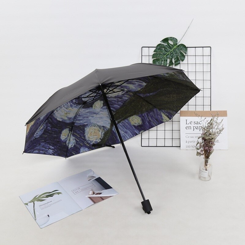 Parapluie de peinture à l&#39;huile Van Gogh pour femmes, la nuit étoilée, Parasol artistique féminin, soleil et pluie