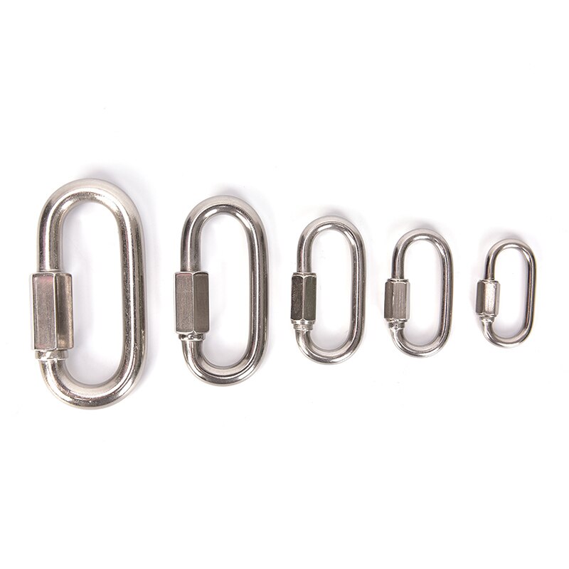 Stainless Steel Screw Lock Climbing Gear Carabiner Quick Links Hook Safety Snap Hook