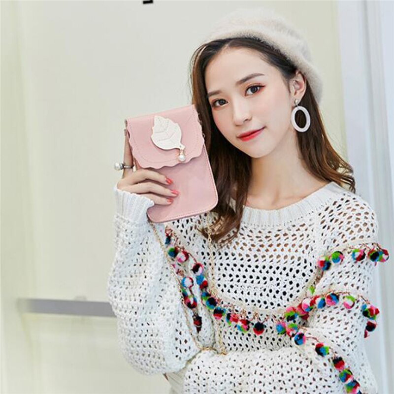 Vrouwen tienermeisjes pu leren schoudertassen parel blad cross body tas voor vrouwen tas