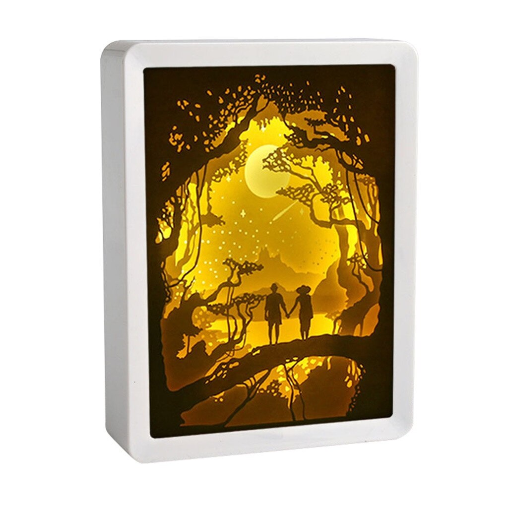 3D Paper Carving Lamp Light Shadow Paper Carved Lights Diy Remote Control Small Night Lamp 3D Room Table Lighting
