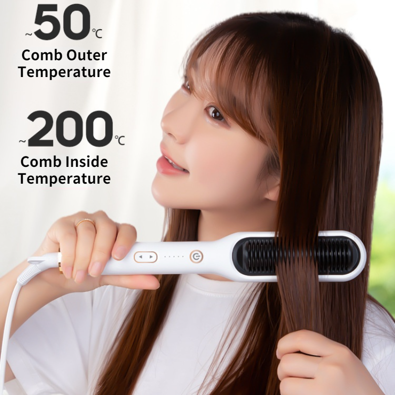 Lisseur électrique 2 en 1, peigne chauffant, à Air , Ions négatifs, pour cheveux, 140-210 ℃, sèche-cheveux, outils de coiffure