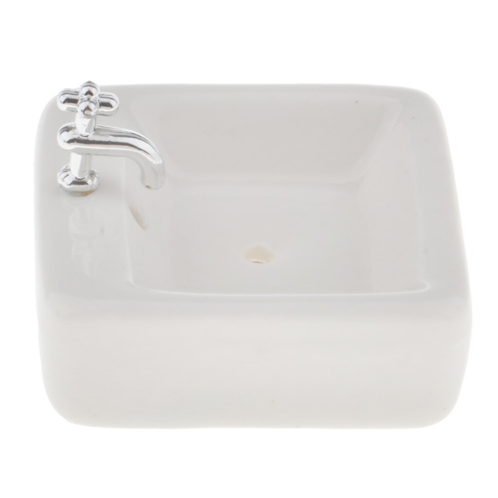 1:12- schaal miniatuur vierkante wasbak voor poppenhuis badkamerbenodigdheden