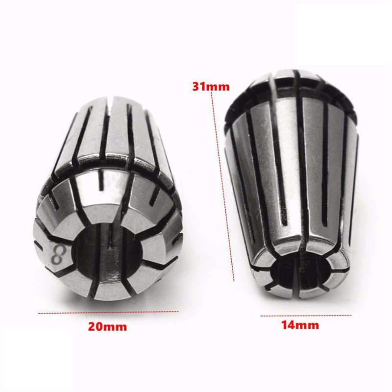 Eleg -10 stk  er16 fjærhylse + motoraksel 8mm forlengelsesstangholder cnc frese dreiebenk verktøy graveringsmaskin