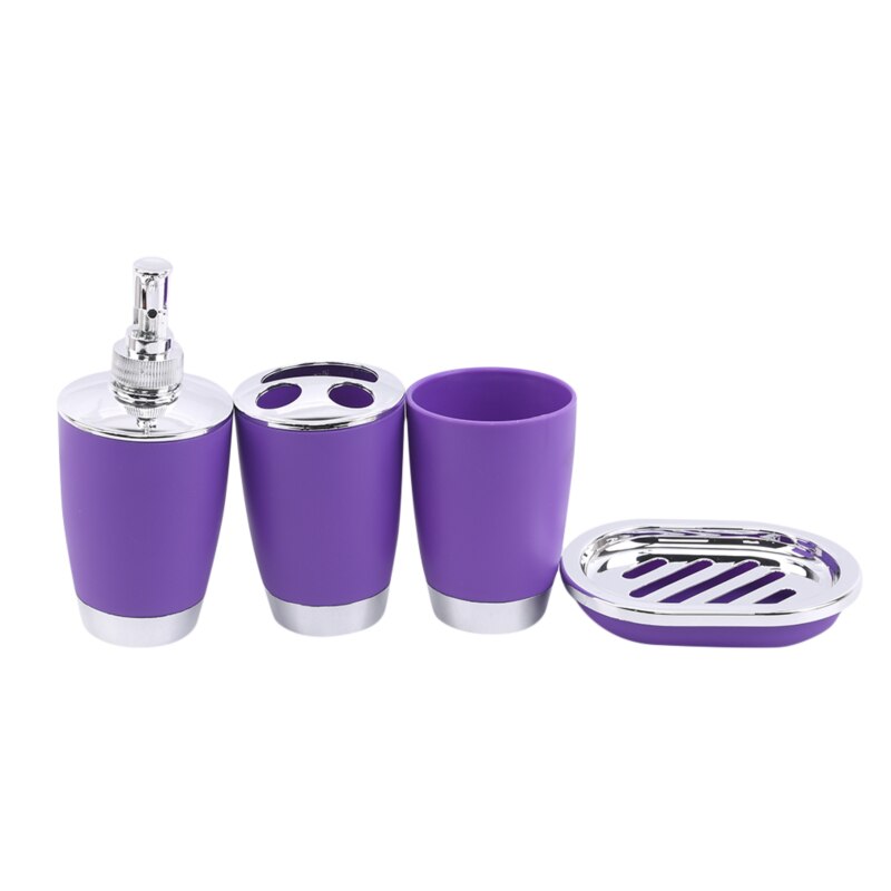 Ensemble de salle de bain Couple bain de bouche tasse plateau en plastique bain de bouche tasse savon porte-brosse à dents ensemble d'accessoires de salle de bain: purple