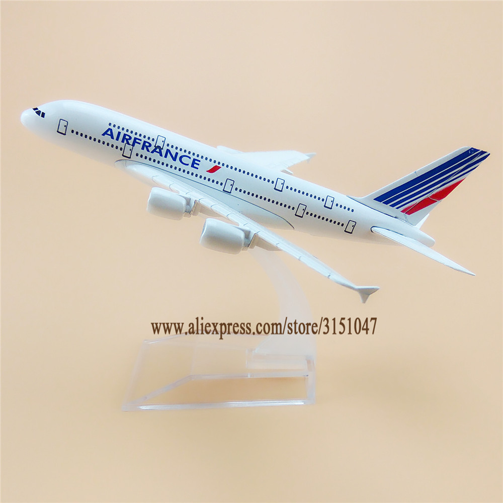 Alloy Metal Air France Airlines A380 Airplane Model AirFrance Airbus 380 Airways Plane Model Stand Aircraft Kids 16cm