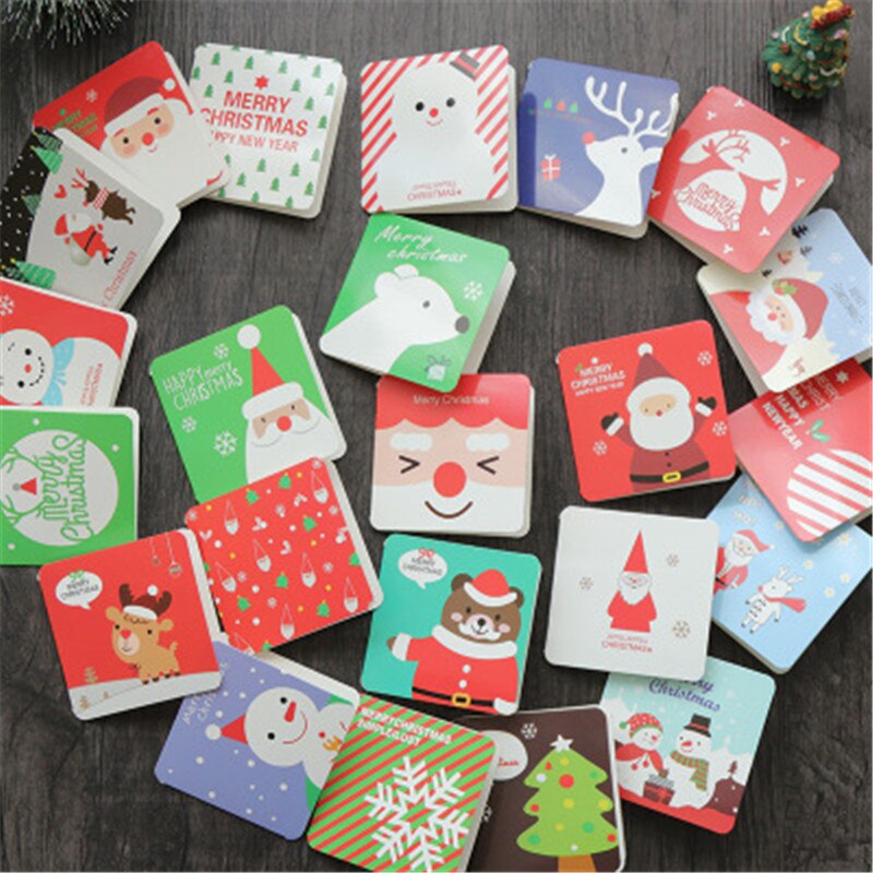24/5 PCS bricolage noël merci cartes cartes de voeux avec enveloppe Mini noël carte postale décoration de noël