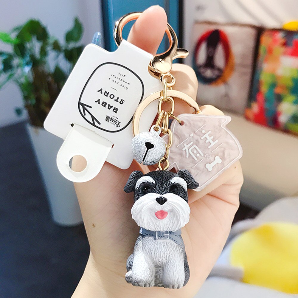 Simulation Dog Keychain Bichon Frise Schnauzer Pet Key Chains Holder Purse For Women Car Keyring Bag Pendant Jewelry Fine:  Scherena 