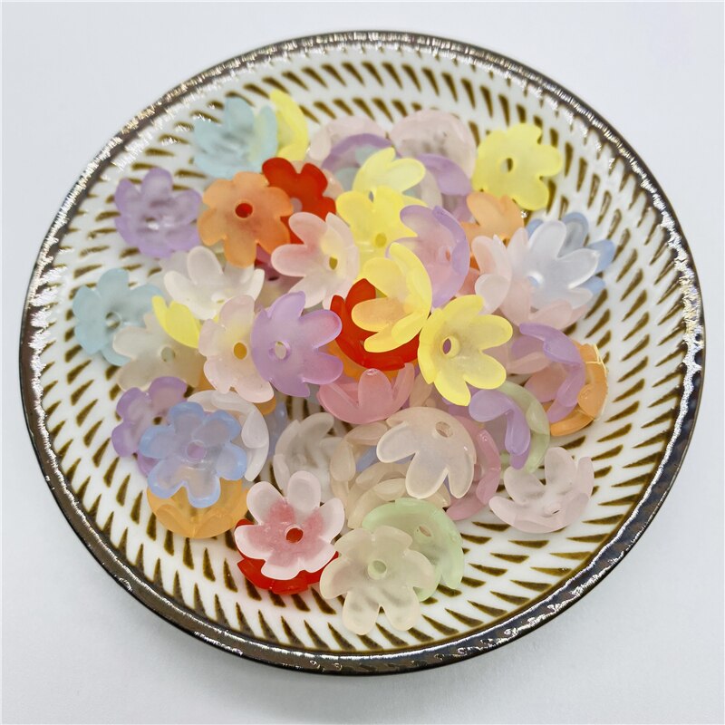 30pcs/Lot 14mm Flower Torus Shape Acrylic Beads Caps Jewelry Findings Charms Necklace Bracelets Spacer Beads For Jewelry Making