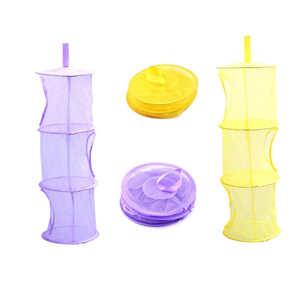 Household Breathable Hanging Bag Toy Storage Hanging Basket Mesh Hanging Cage Folding Three-layer Underwear Drying Basket