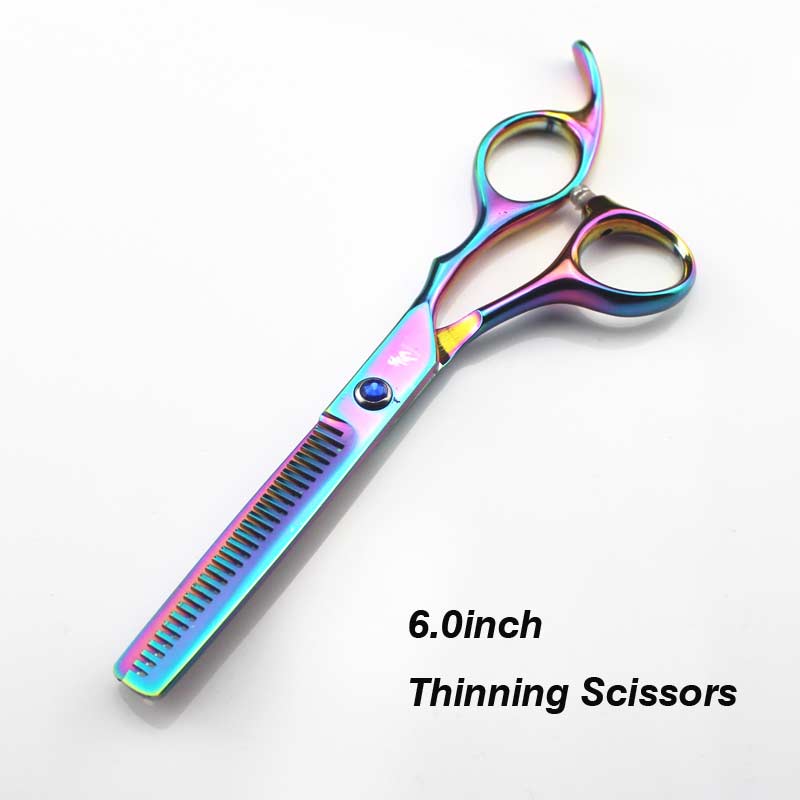 6.0 scissors dog pet grooming polishing tool animal hair Double tail curved scissors Cutting Scissors Thinning: Color Thinning
