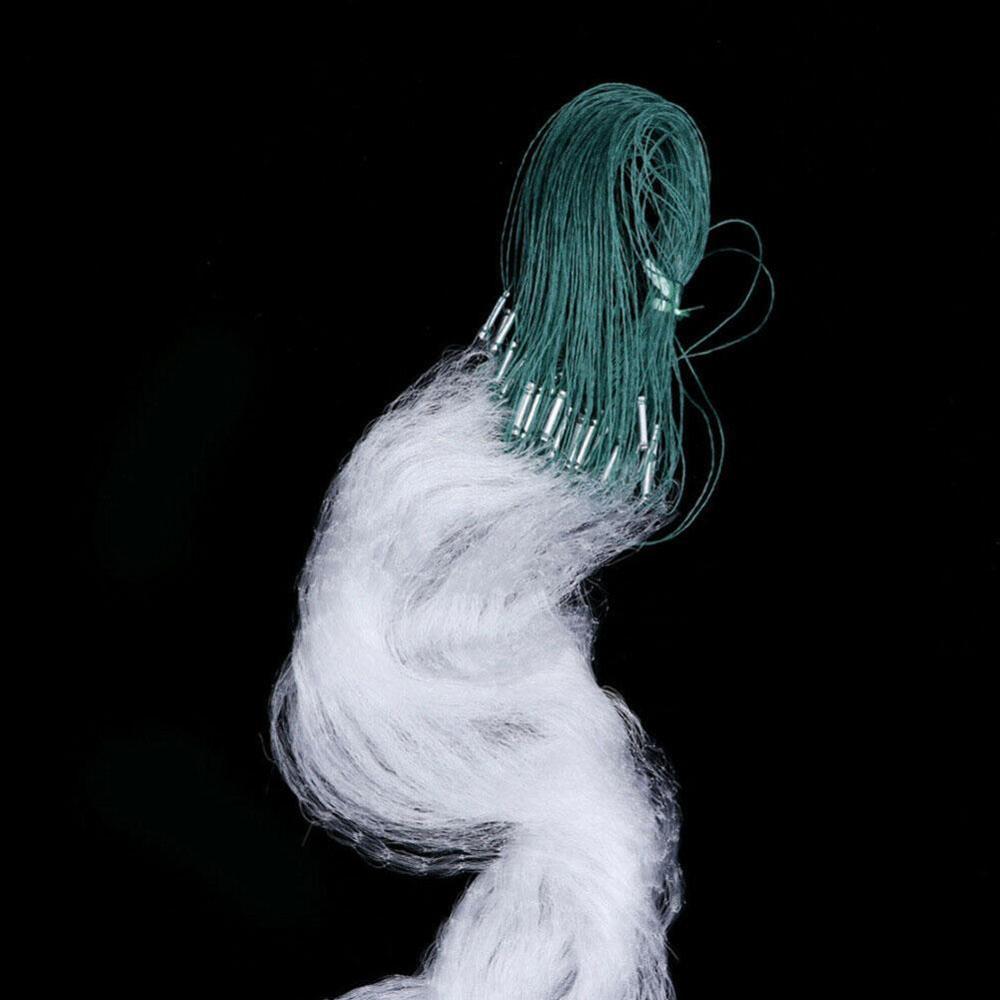 White light green fishing net with float fish trap monofilament mesh small gill nylon fish net accessory 1pc 1.5m x 12m