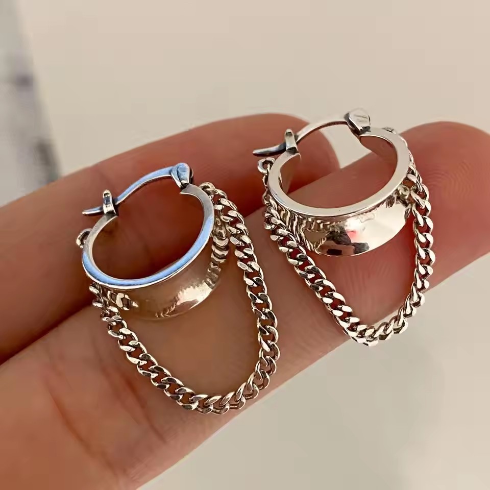 VENTFILLE-Boucles d'Oreilles Géométriques Incurvées en Argent Sterling 925, Bijoux en Forme de S, Bergame, Rétro, Unique, pour Femme et Fille, Directe: Marron