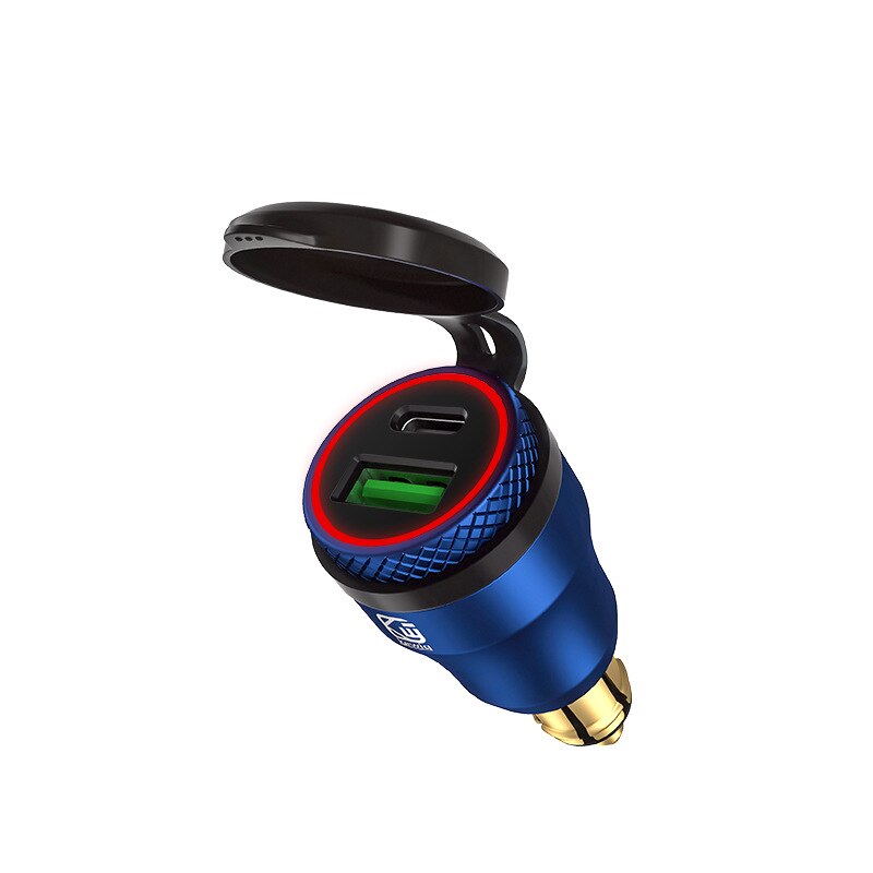 Chargeur d'alimentation type-c PD 30W, prise USB Powerlet, DIN, pour BMW et moto Triumph, Tiger Ducati: Blue Red