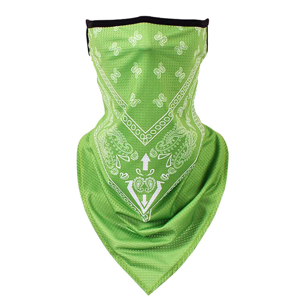 Tri-Angle Bandana Gezicht Shield Opknoping Oor Buis Sjaal Ice Zijde Nek Gaiter Cover Anti-Uv Glad Ademend Hoofdband Mannen masque: Green 