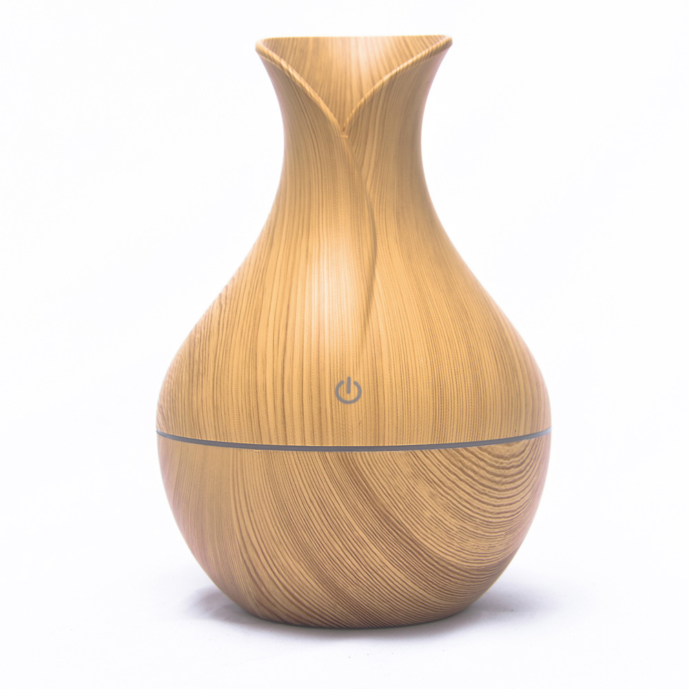 Mini Electric Air Humidifier USB Ultrasonic Aroma Essential Oil Diffuser Wood Grain Cool Mist Maker LED Light For Home Office: Light wood grain