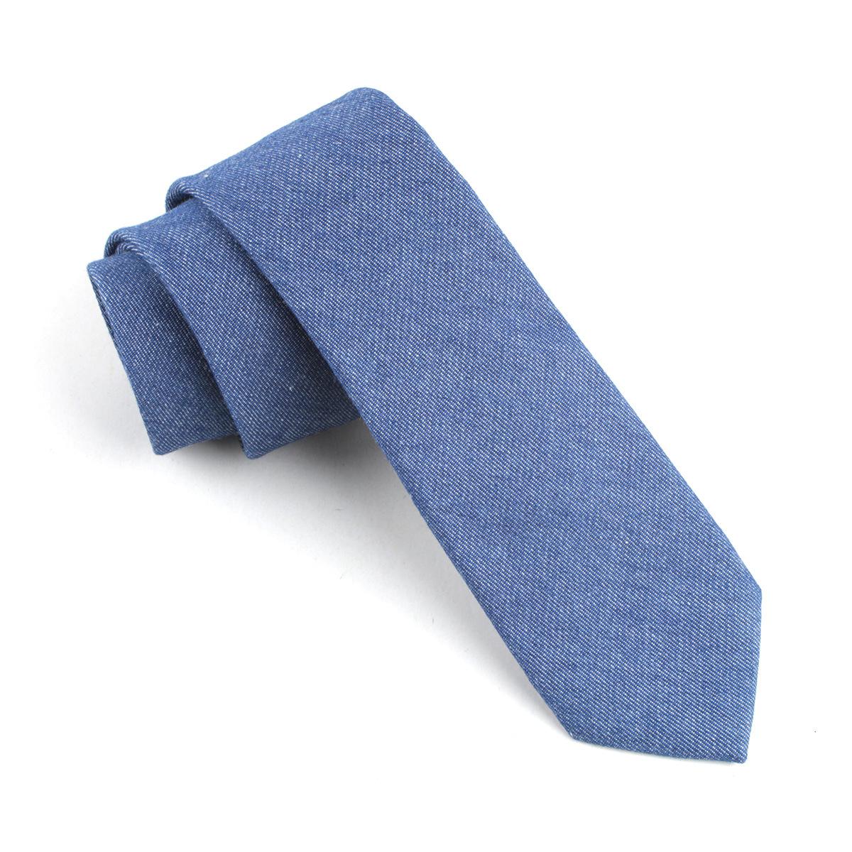 Jeans halsbånd til mænd 6cm skinny denim bomuldsbånd afslappet solid slips plaid smal gravata forretningstøj slips: 3
