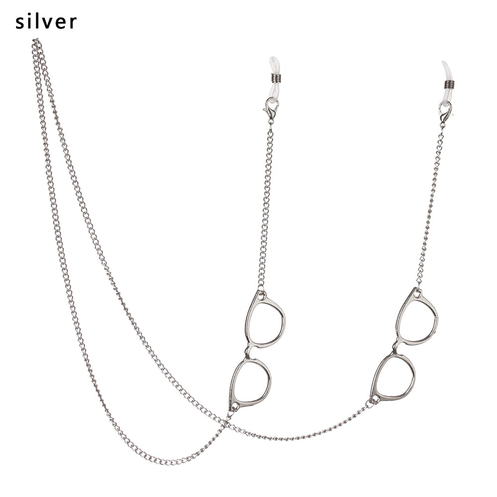 Collar de cadena para gafas de lectura, accesorios antideslizantes con colgante en forma de cadena para anteojos, de Metal, a la , novedad: Silver