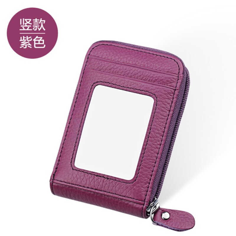 LKEEP-Mini cartera Vintage Unisex para hombre y mujer, monedero, tarjetas, portadores de identificación, PU sólido, billetera de cuero,: Purple