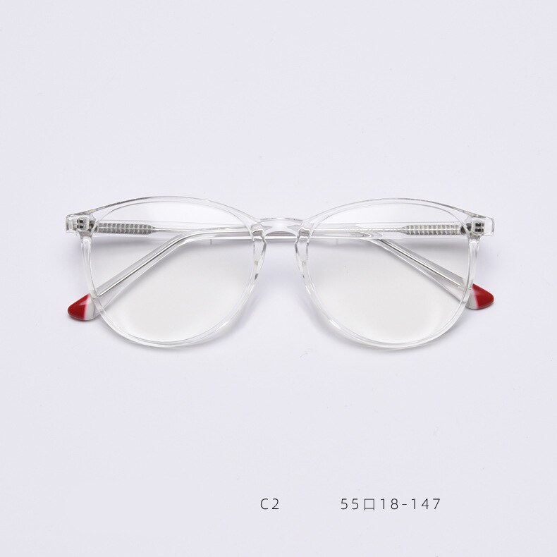 49428 TR90 Anti Blue Round Glasses Frames Men Women Big Frame Optical Computer Glasses: C2Clear