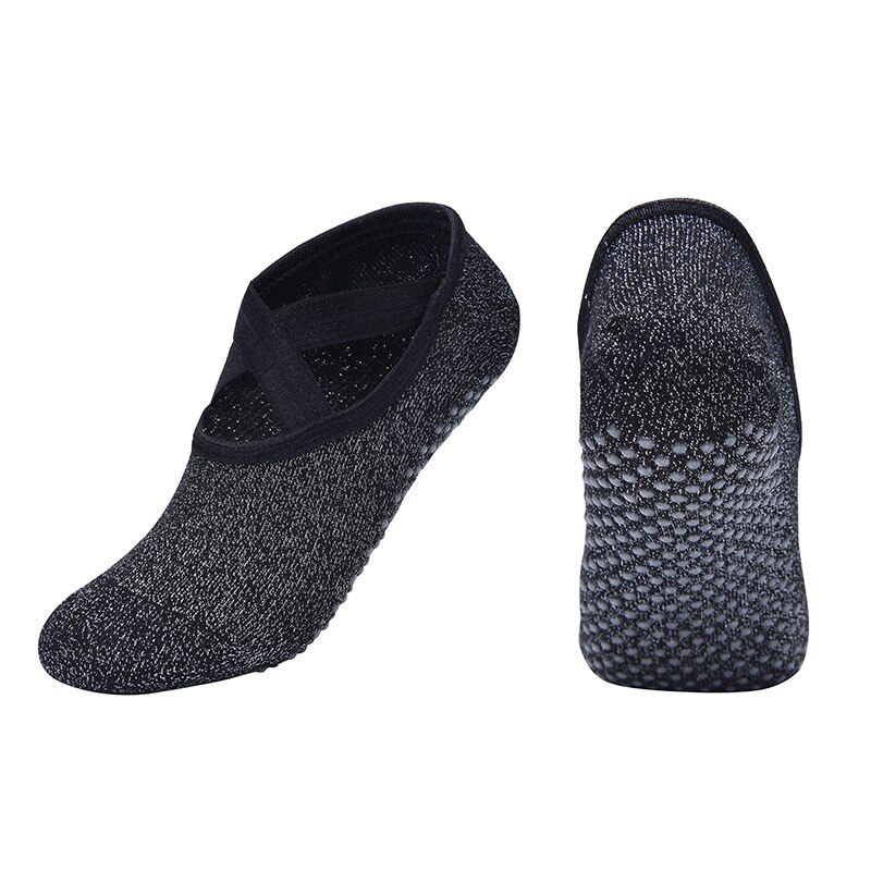 Neue Frauen Professionelle Yoga Socken Baumwolle Backless Anti Slip Atmungsaktive Dance Ballett Pilates Damen Sport Hausschuhe: Black