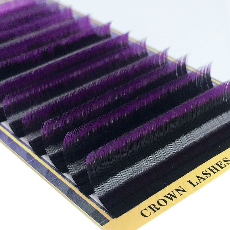 CrownLash 2tone Kleur Ombre Paars C D-0.10 0.15 7-15mm Dual Kleur Paars Volum Lash extension